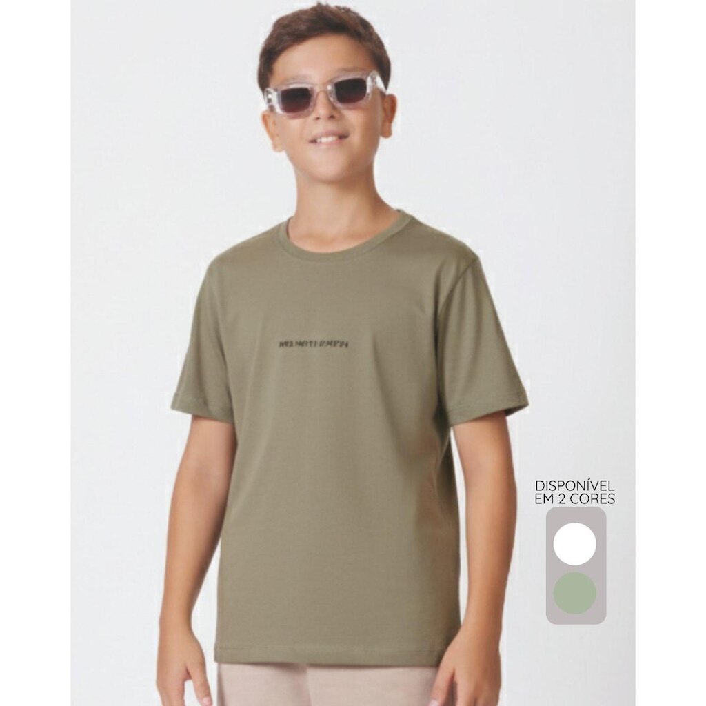 Camiseta estampada verão leve divertida estilosa - Branco e Verde - Masculino 12 a 18 anos