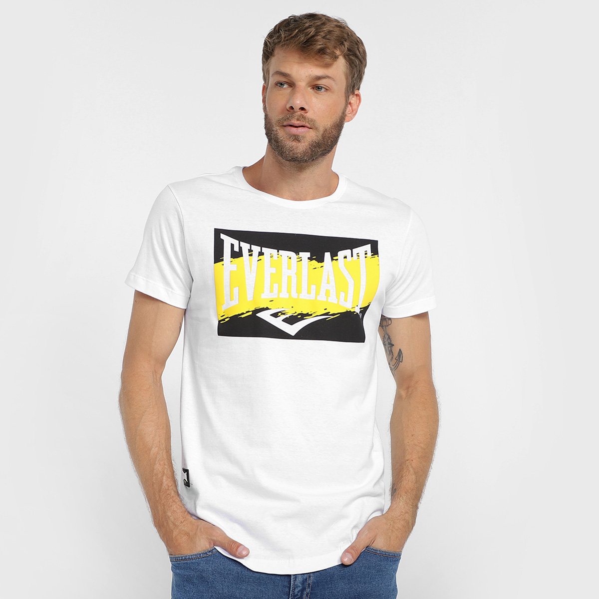 Camiseta Everlast Barra Swag Masculina - Branco Menor preço em Camiseta Everlast Barra Swag Masculina - Branco