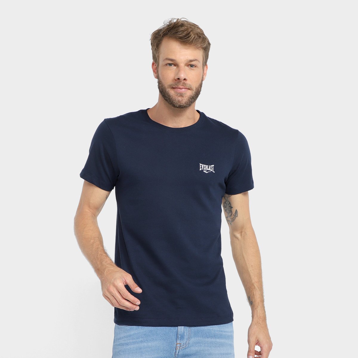 Camiseta Everlast Básica Mini Logo Masculina - Marinho Menor preço em Camiseta Everlast Básica Mini Logo Masculina - Marinho
