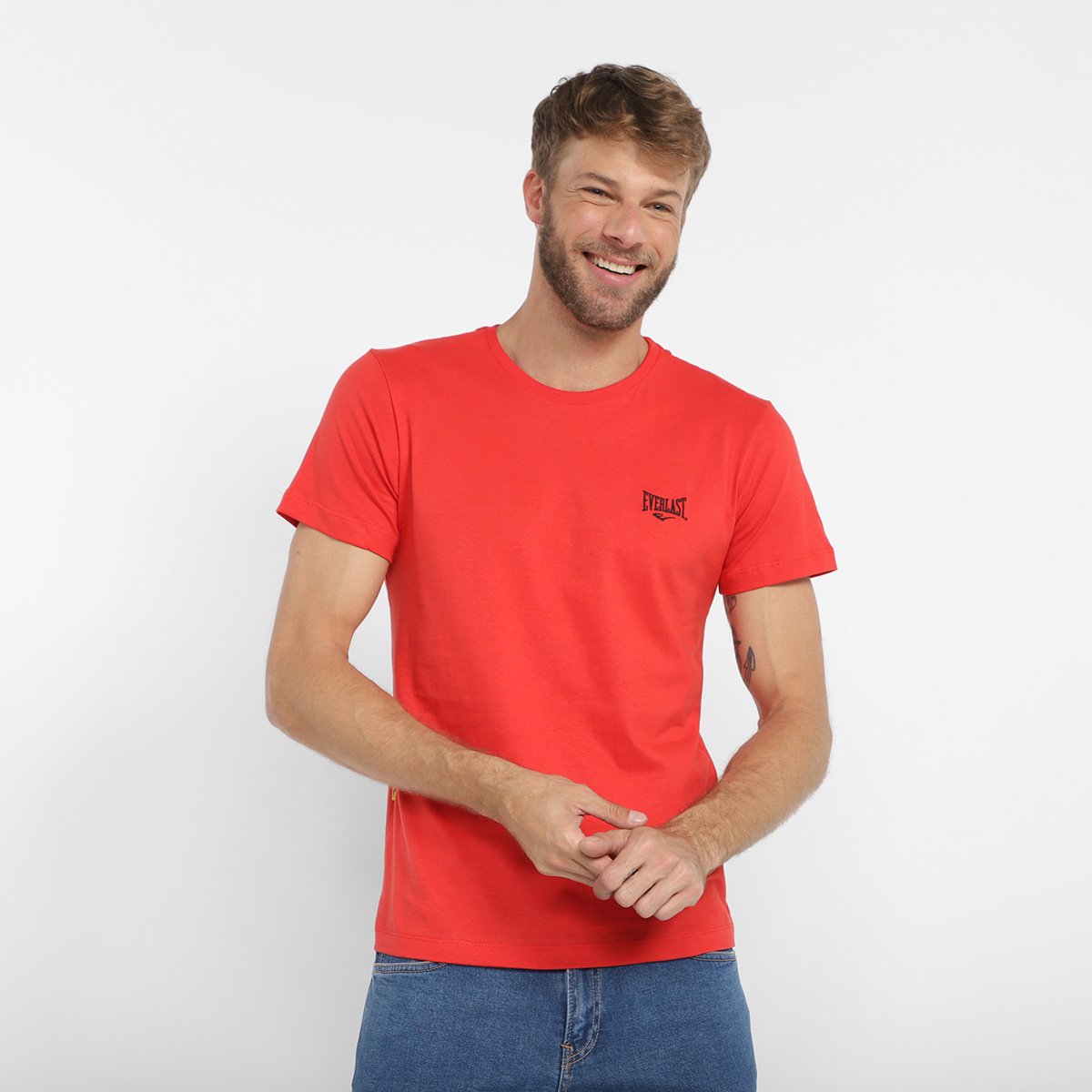 Camiseta Everlast Básica Mini Logo Masculina - Vermelho Menor preço em Camiseta Everlast Básica Mini Logo Masculina - Vermelho
