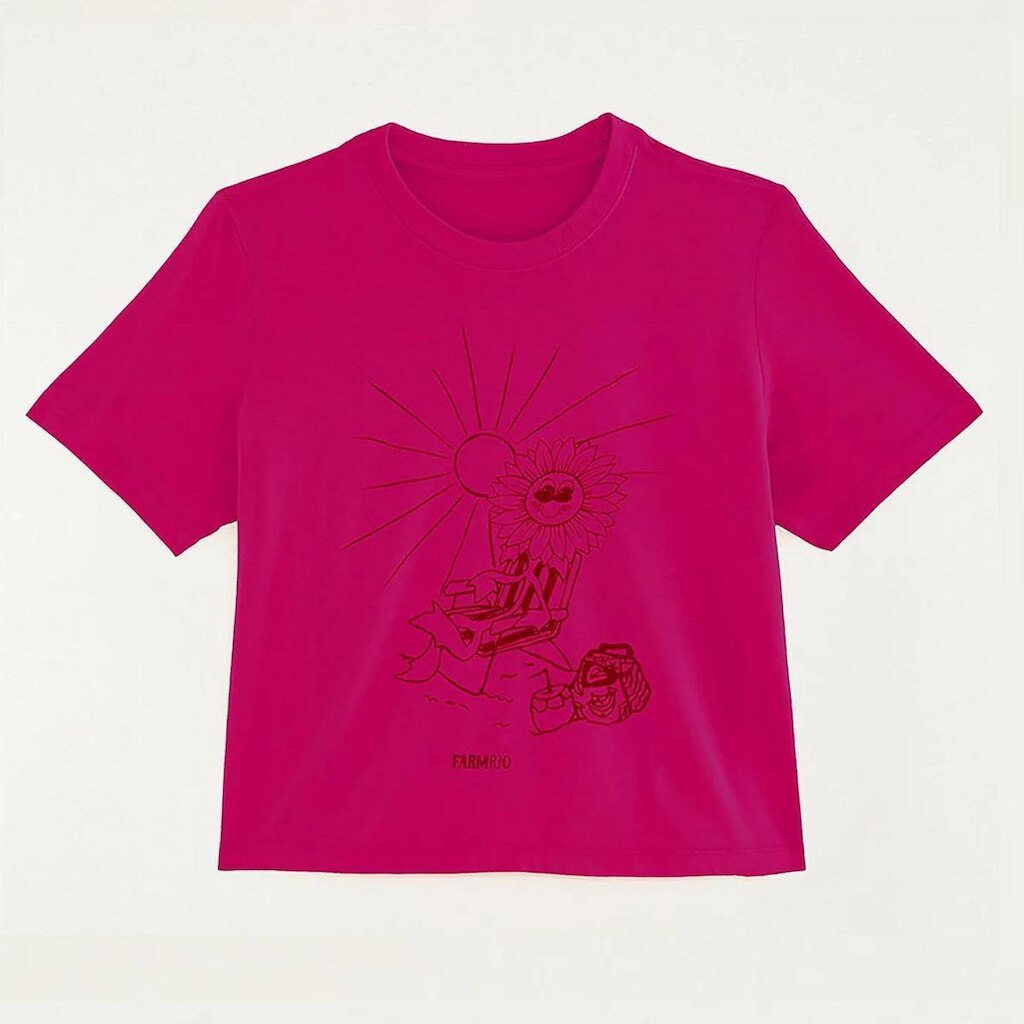 CAMISETA FARM T-SHIRT PRAINHA SIGA O SOL ROSA 349944