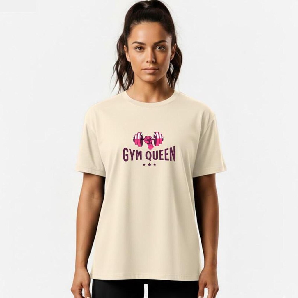 Camiseta Feminina Algodão Premium GYM QUEEN Caminhada Academia