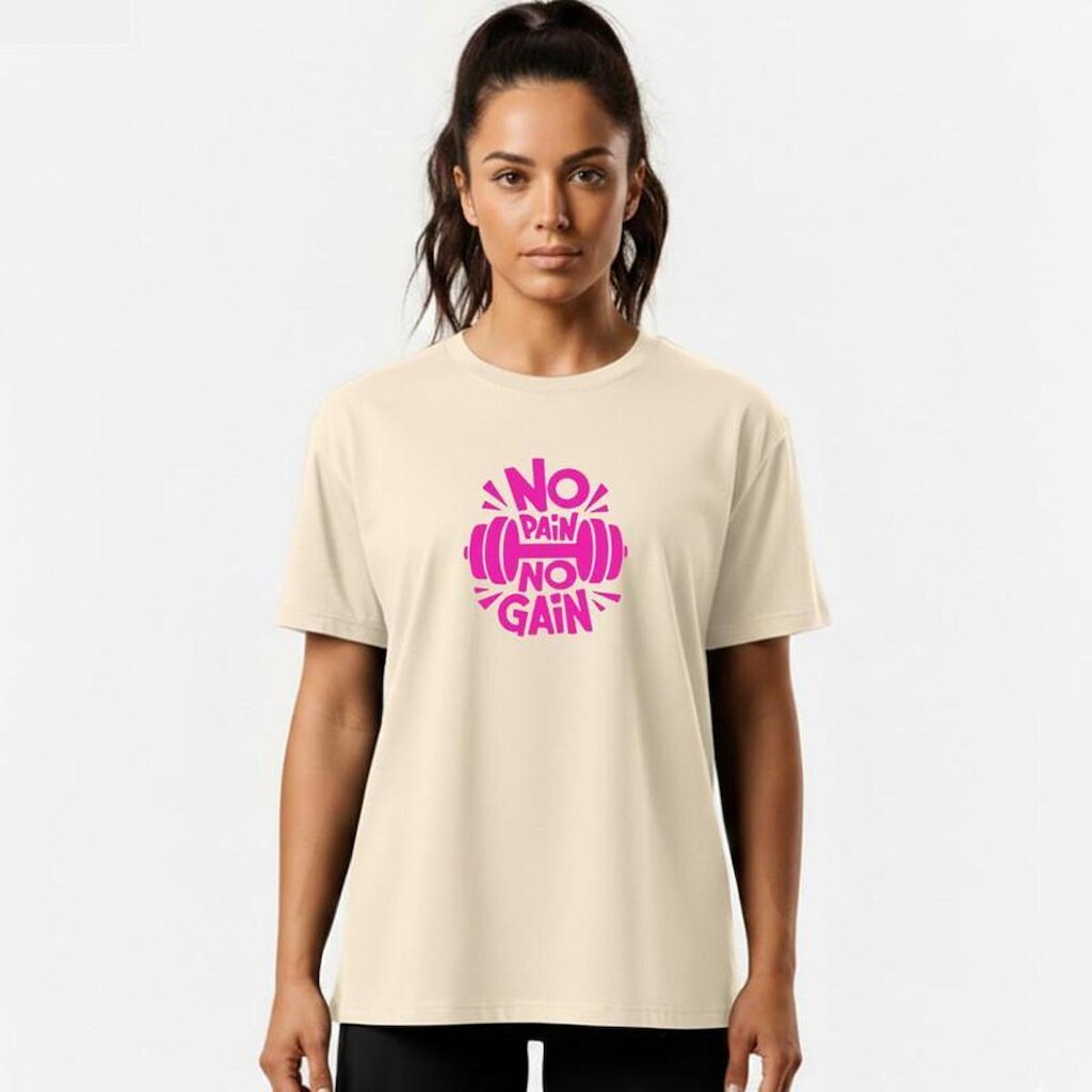 Camiseta Feminina Algodão Premium NO PAIN NO GAIN