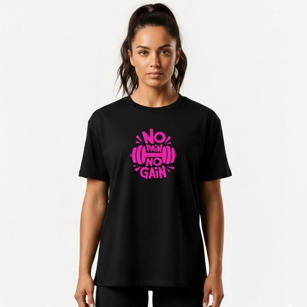 Camiseta Feminina Algodão Premium NO PAIN NO GAIN