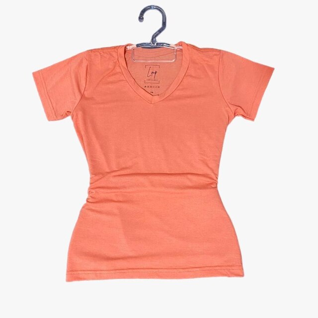 Camiseta Feminina Baby Look Viscolycra Básica Gola V