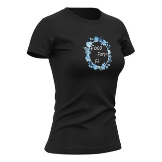 Camiseta Feminina Babylook de Algodão Gola Redonda Estilo Casual Confortavel Flores Azul