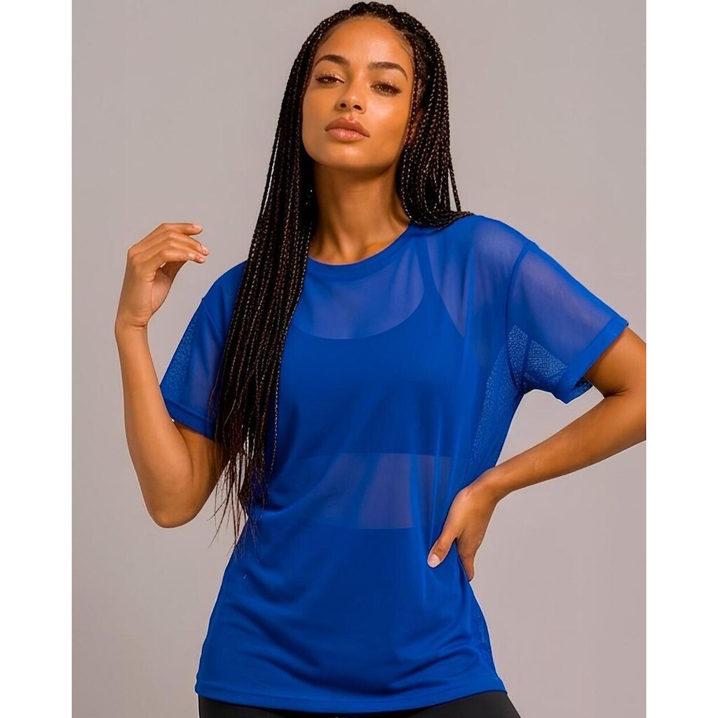 Camiseta Feminina Citrino Tule Transparente Manga Curta Villa Sports