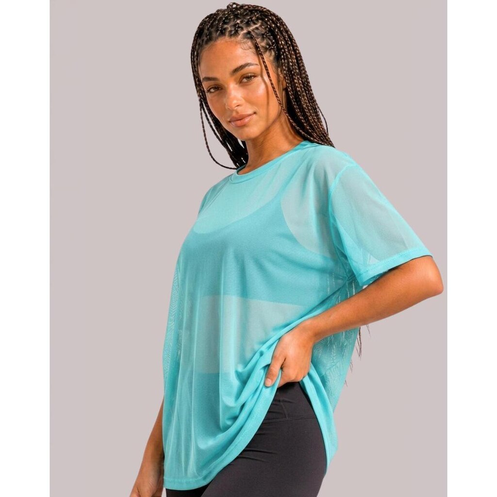 Camiseta Feminina Citrino Tule Transparente Manga Curta Villa Sports