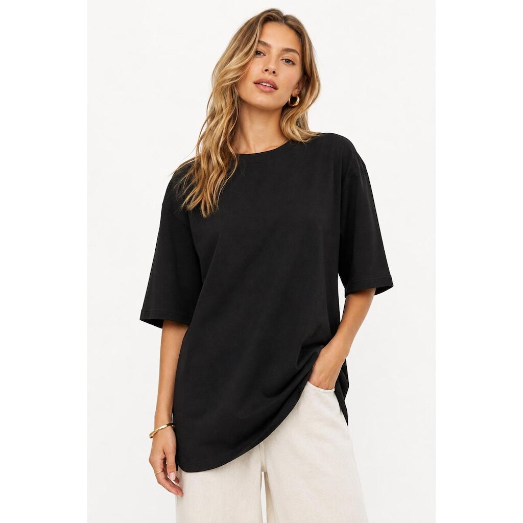 Camiseta Feminina D Bell Outlet Fashion Oversized Preta