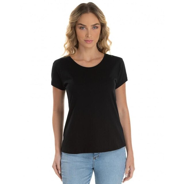 Camiseta Feminina de Algodão Premium Baby Look Básica Lisa