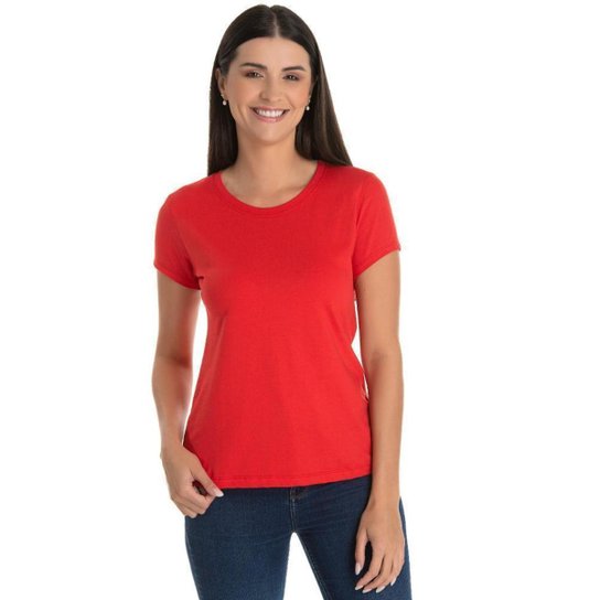 Camiseta Feminina de Algodão Premium Baby Look Básica Lisa