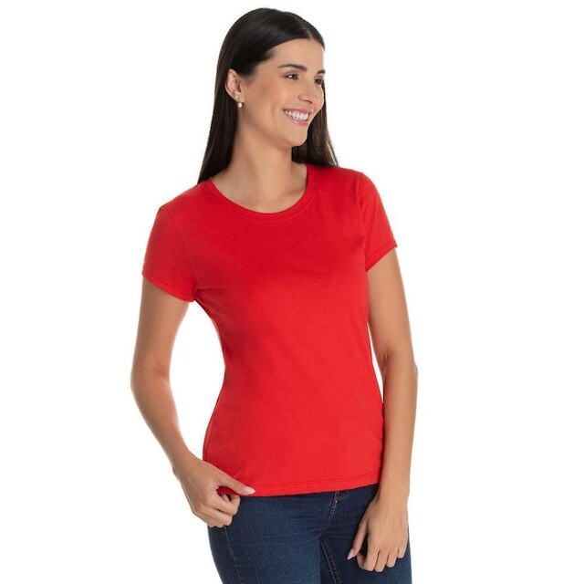 Camiseta Feminina de Algodão Premium Baby Look Básica Lisa