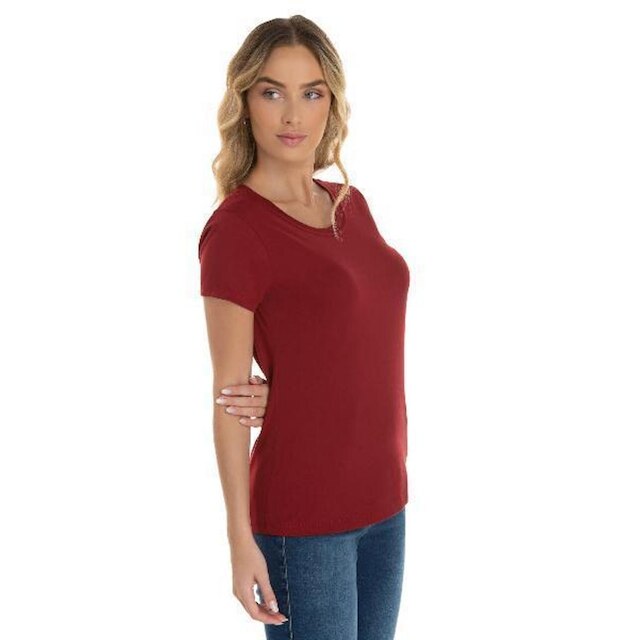 Camiseta Feminina de Algodão Premium Baby Look Básica Lisa