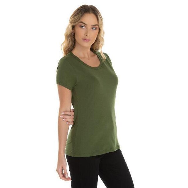 Camiseta Feminina de Algodão Premium Baby Look Básica Lisa