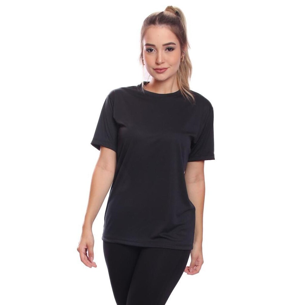 Camiseta Feminina Dry Proteção Solar UV Manga Curta Básica Lisa Academia Treino Fitness Blusa
