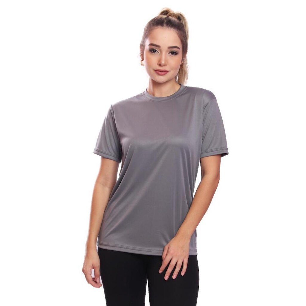 Camiseta Feminina Dry Proteção Solar UV Manga Curta Básica Lisa Academia Treino Fitness Blusa