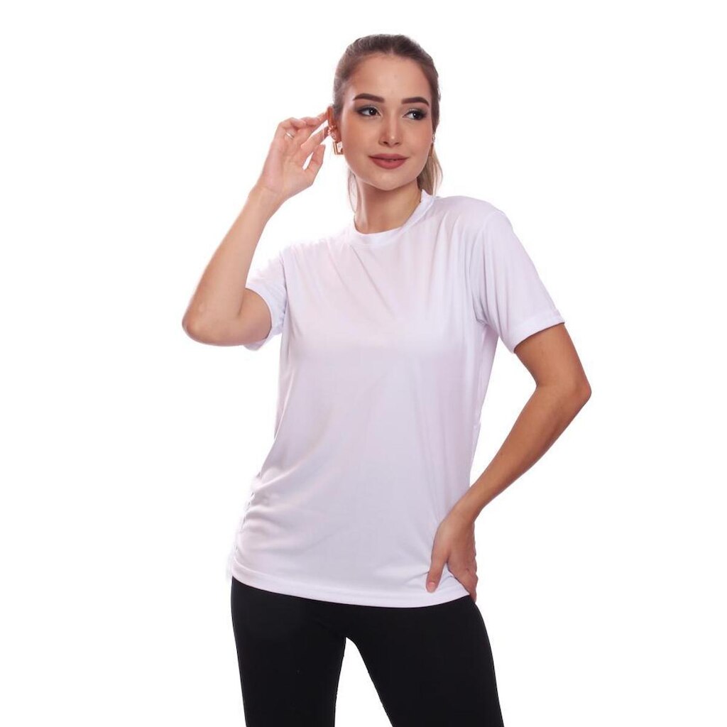 Camiseta Feminina Dry Proteção Solar UV Manga Curta Básica Lisa Academia Treino Fitness Blusa