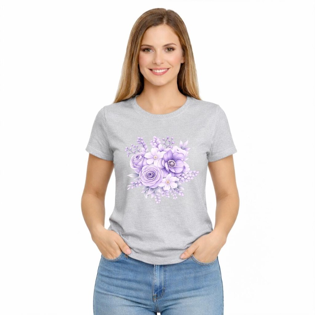 Camiseta Feminina Floral Buquê Confortável Estampa Delicada