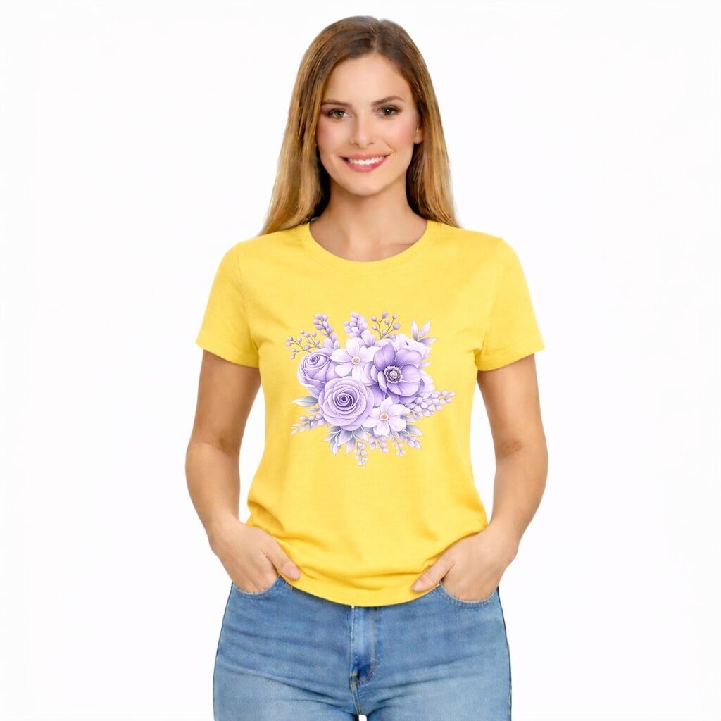Camiseta Feminina Floral Buquê Confortável Estampa Delicada