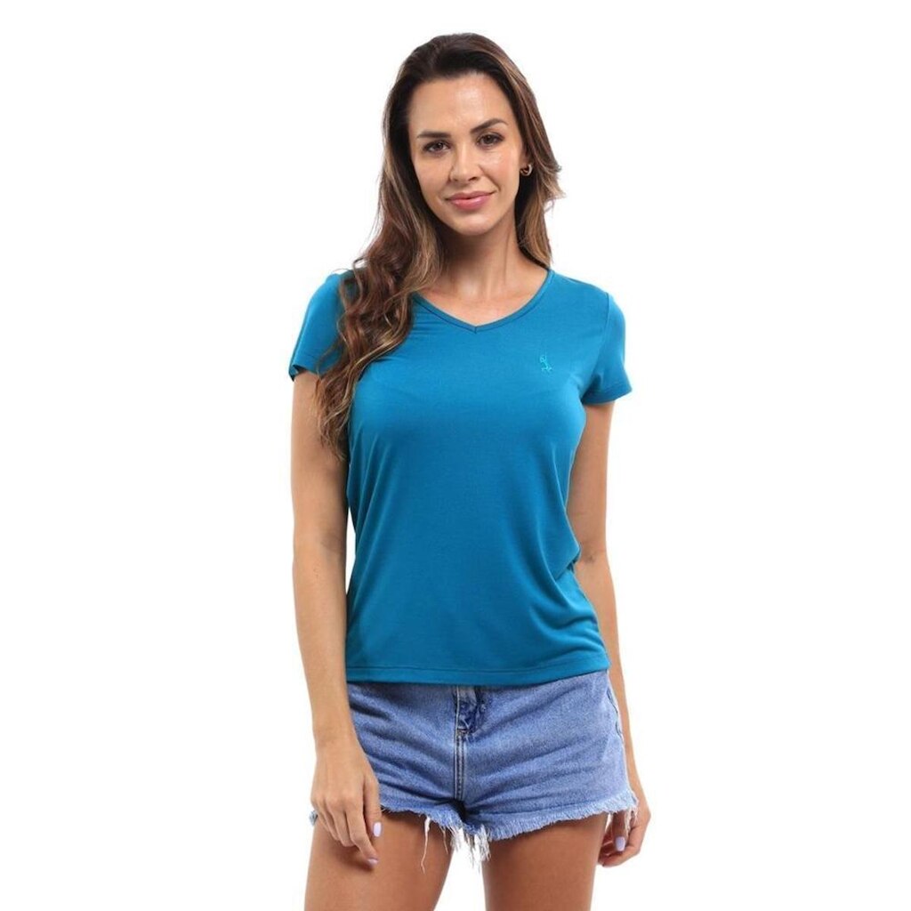 Camiseta Feminina Gola V Básica Confortável