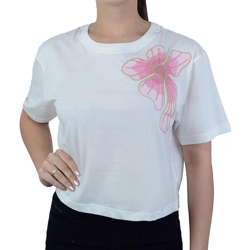 Camiseta Feminina Lado Avesso Cropped Branco Off - L1255