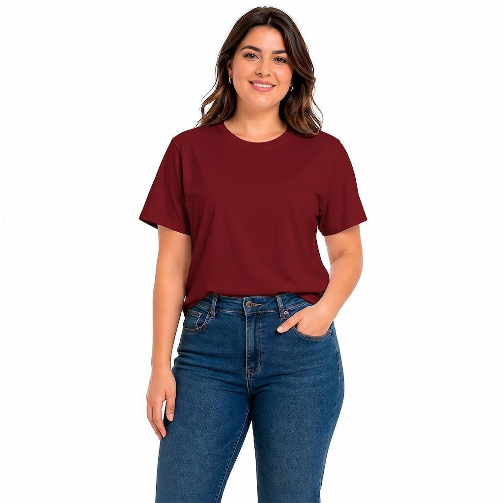 Camiseta Feminina Lisa Premium 100% Algodão Manga Curta Básica Blusa T-Shirt Casual Dia a Dia