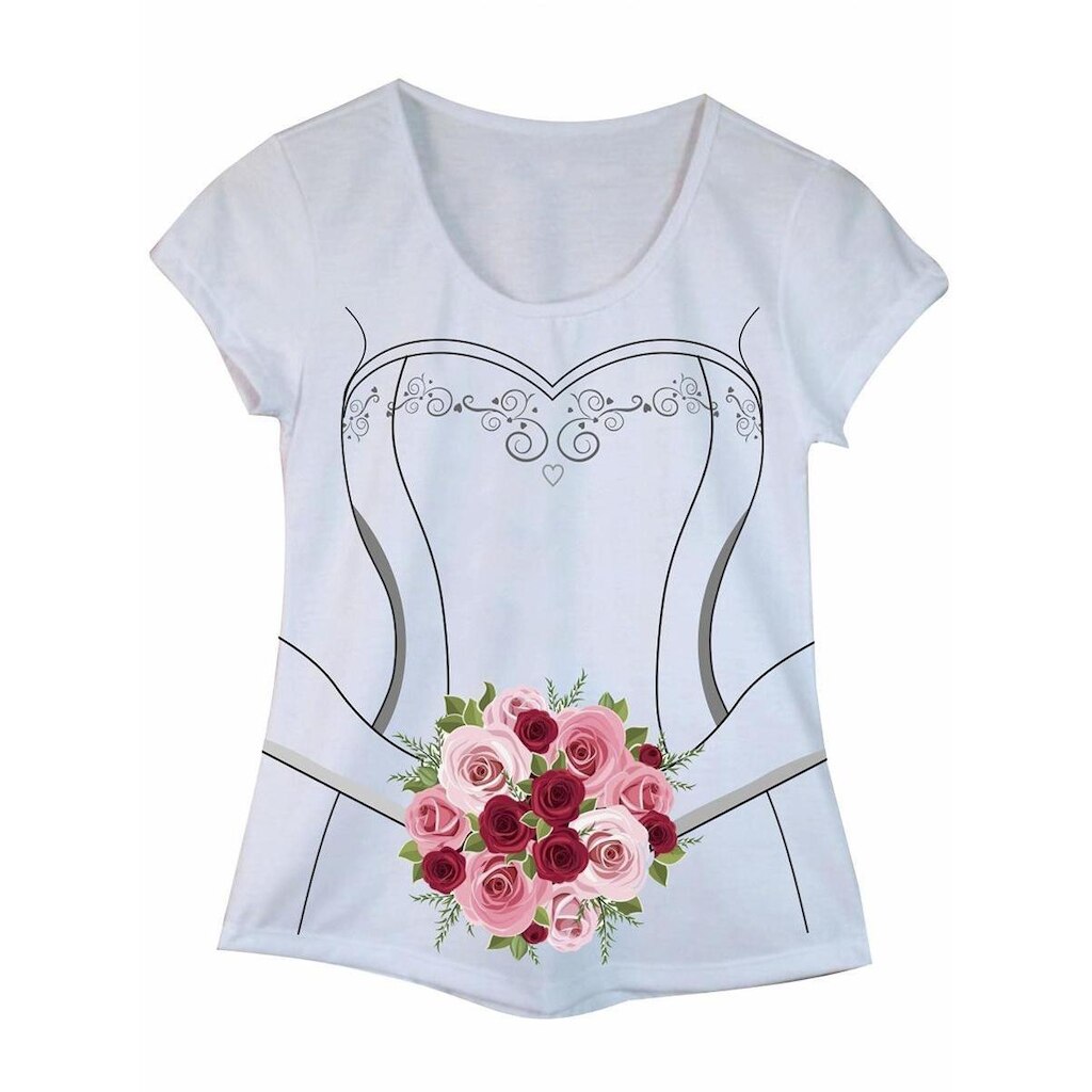 Camiseta Feminina Manga Curta Chá Bar Noiva Buquê