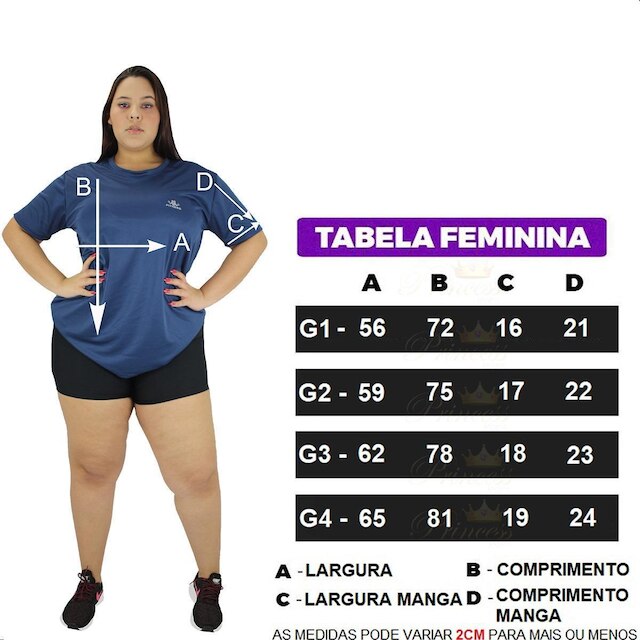 Camiseta Feminina Plus Size Fitness Academia Premium