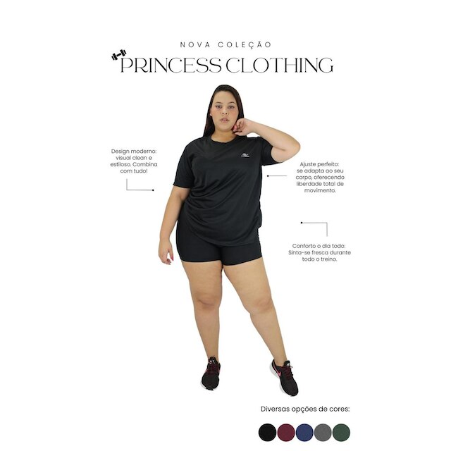 Camiseta Feminina Plus Size Fitness Academia Premium