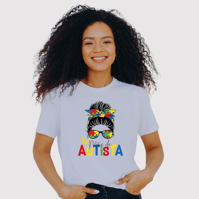 Camiseta Feminina Premium 100% Algodão Mãe De Autista