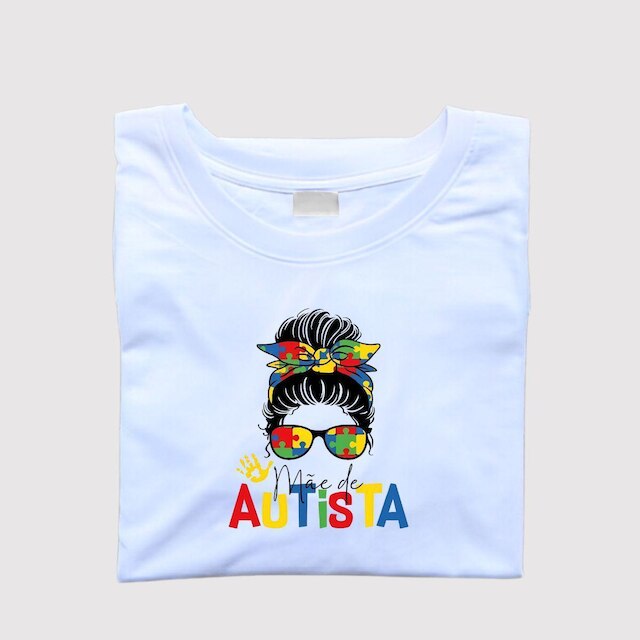 Camiseta Feminina Premium 100% Algodão Mãe De Autista