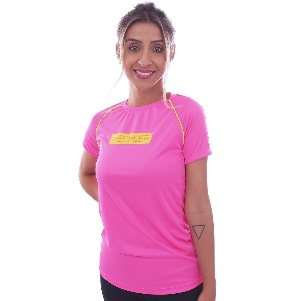 Camiseta Feminina Raglan Proteção UV 50 Academia Verão Adulto Esporte Mechler