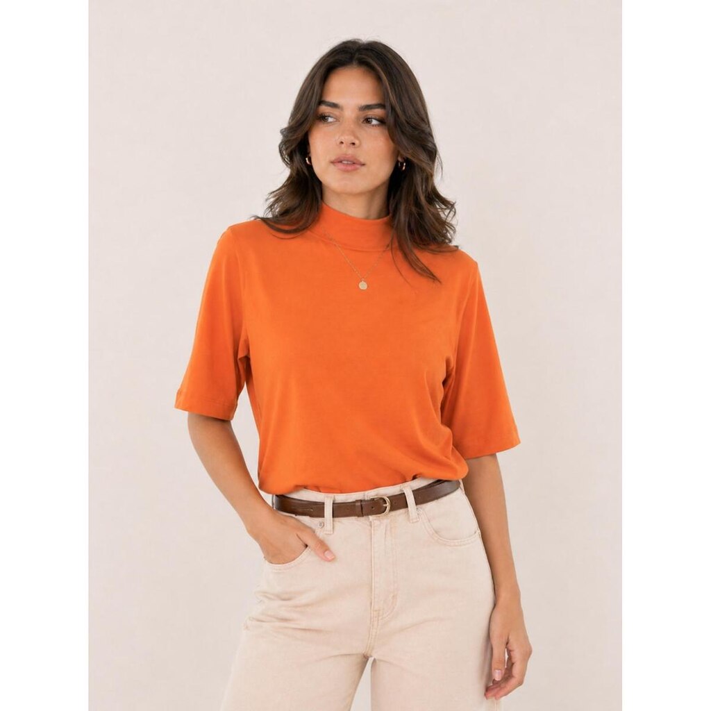 Camiseta Feminina T-shirt Aveloz Gola Alta E Manga 3/4