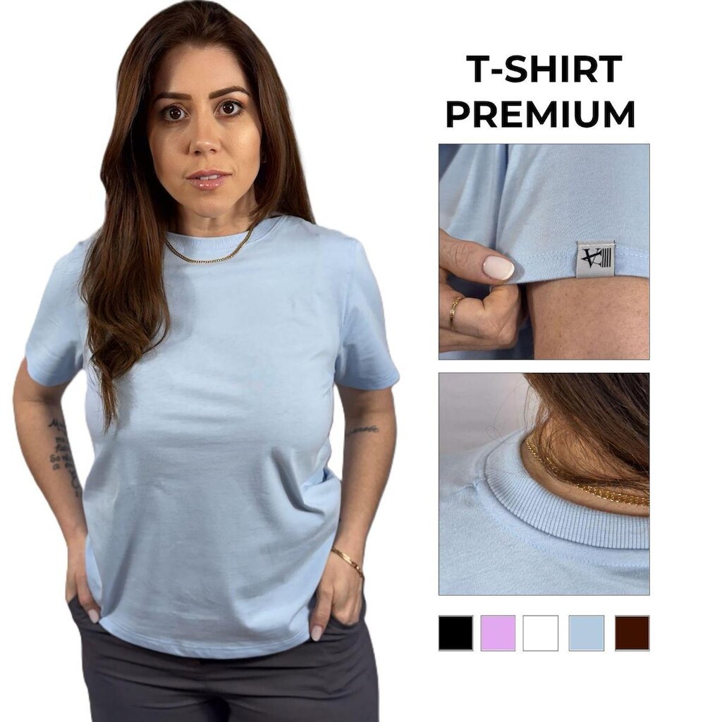 Camiseta Feminina T-Shirt Básica Lisa Premium Valansuelo