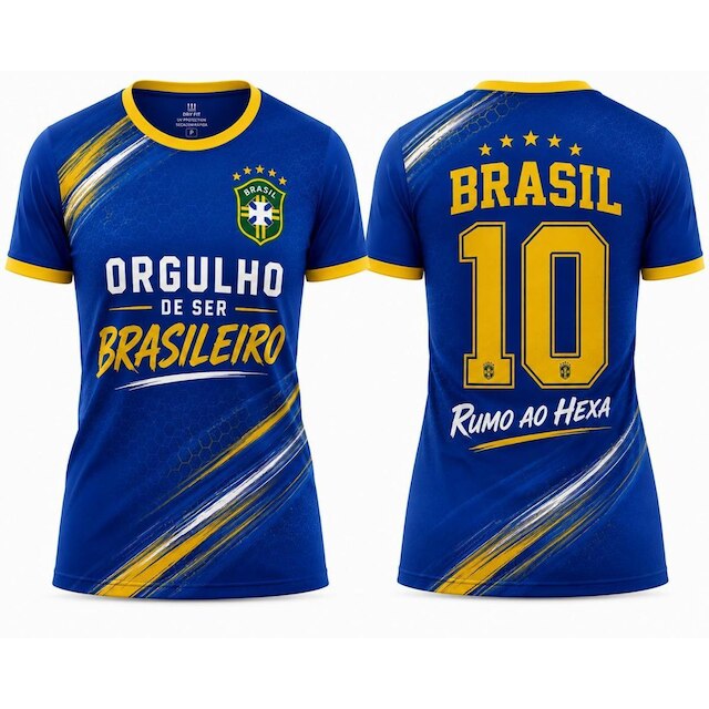 Camiseta Feminina T Shirt Basil Comemorativa Orgulho de ser Brasileiro