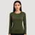 Camiseta Feminina Térmica UV Manga Longa para Academia e Esporte Alta Performance e Mobilidade - Verde Militar