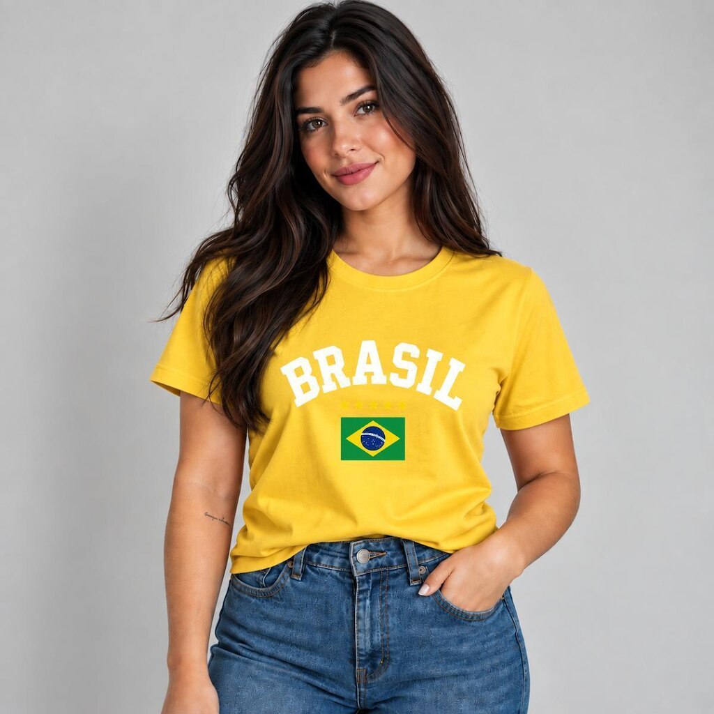 Camiseta Feminina Vermelha Brasil Brasileiridades Casual Moderna