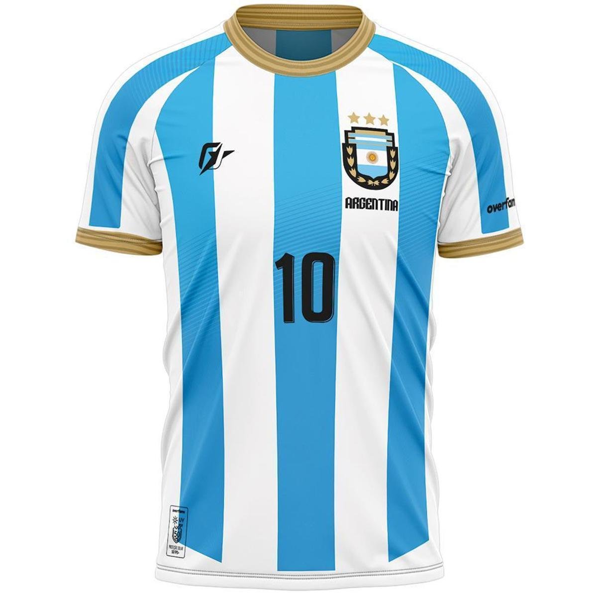 Camiseta Filtro UV Argentina Albiceleste Tri Campeã - Azul Menor preço em Camiseta Filtro UV Argentina Albiceleste Tri Campeã - Azul