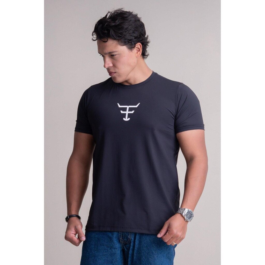 CAMISETA FIT MASCULINA UV50+ MANGA CURTA TEXAS FARM - CMF002 - PRETO