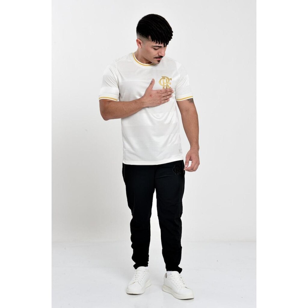 CAMISETA FLAMENGO JACQUARD LISTRADA OFF WHITE COIMBRA