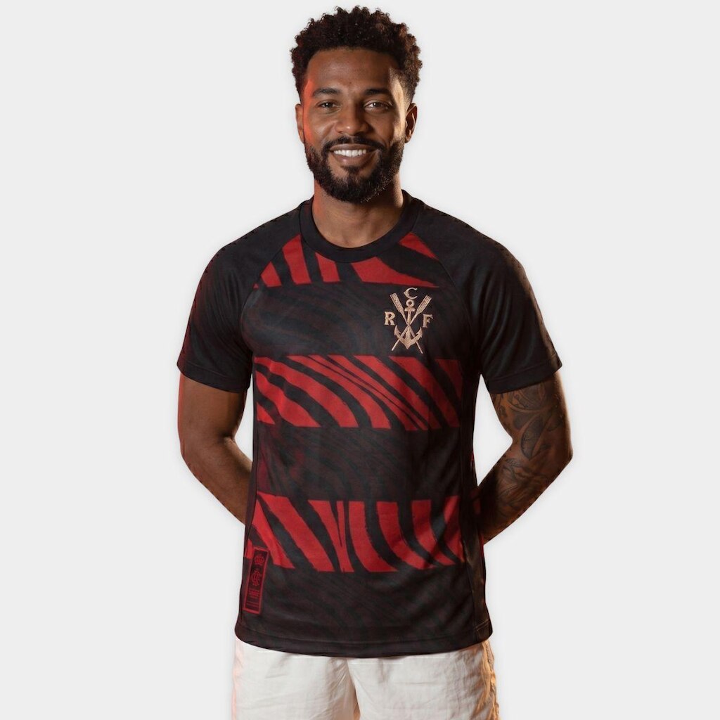 Camiseta Flamengo Pherusa CRF 130 Anos Masculina - Preto e Vermelho - P