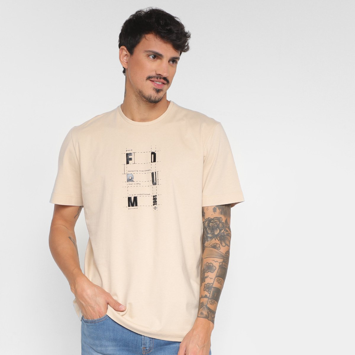 Menor preço em Camiseta Forum Casual Masculina - Bege