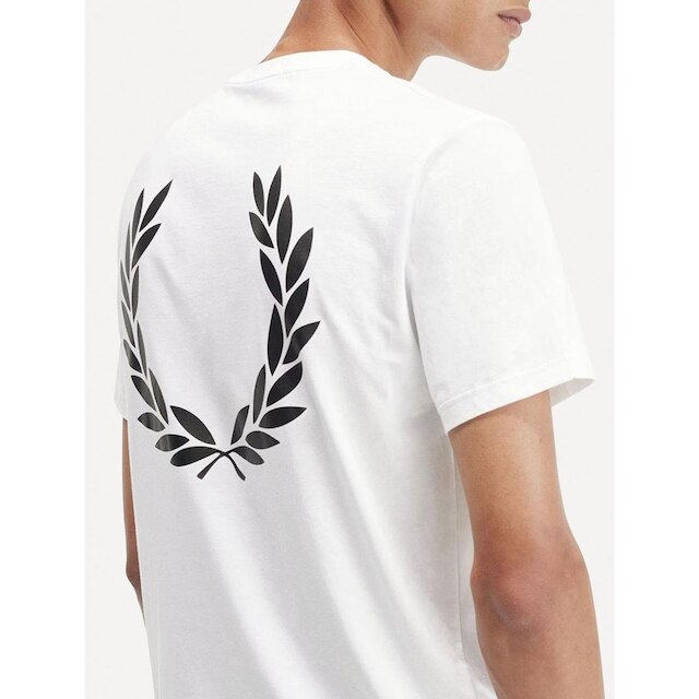 Camiseta Fred Perry Masculina Regular Back Graphic Laurel Branca