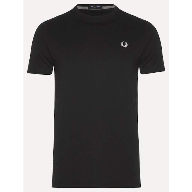 Camiseta Fred Perry Masculina Regular Crewneck Logo Preta