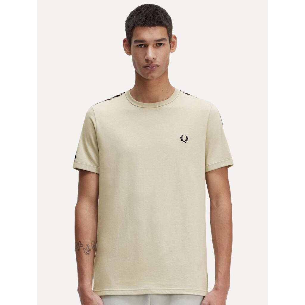 Camiseta Fred Perry Masculina Regular Dark Contrast Tape Ringer Off-White