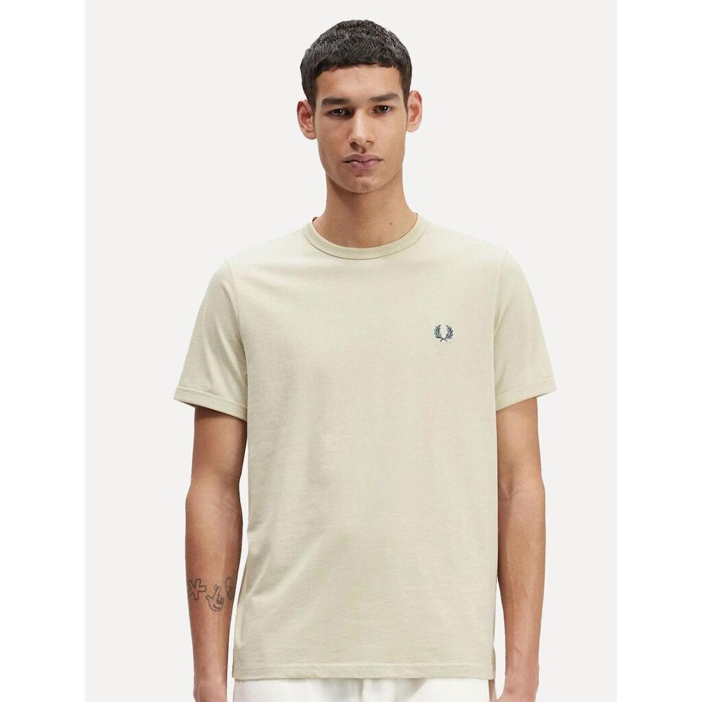 Camiseta Fred Perry Masculina Regular Ringer Logo Off-White