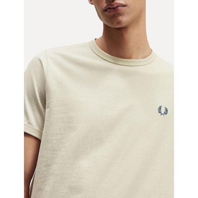 Camiseta Fred Perry Masculina Regular Ringer Logo Off-White