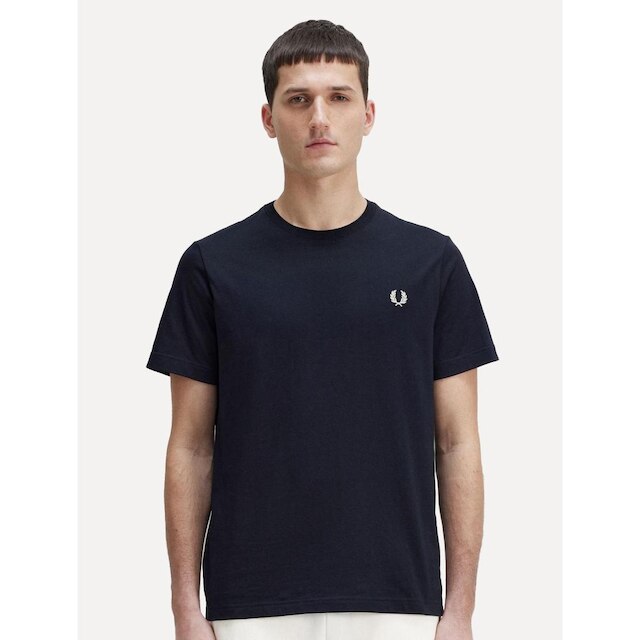 Camiseta Fred Perry Regular Crewneck Logo Azul Marinho