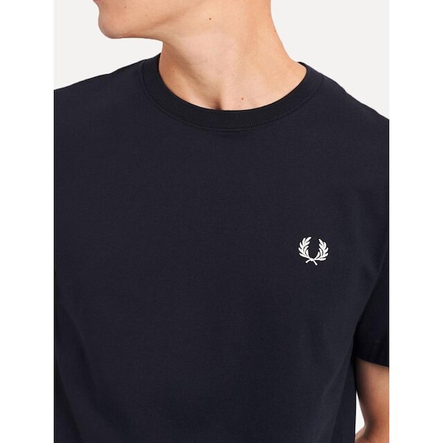 Camiseta Fred Perry Regular Crewneck Logo Azul Marinho