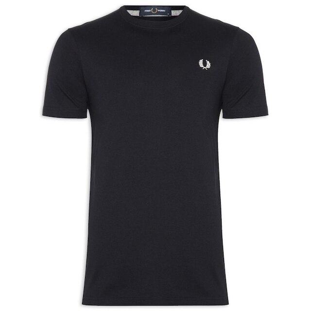 Camiseta Fred Perry Regular Crewneck Logo Azul Marinho
